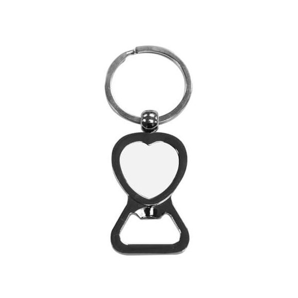Fém kulcstartó szív alakú palacknyitóval