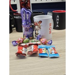 Húsvéti lányos bögre ajándékcsomag csokival