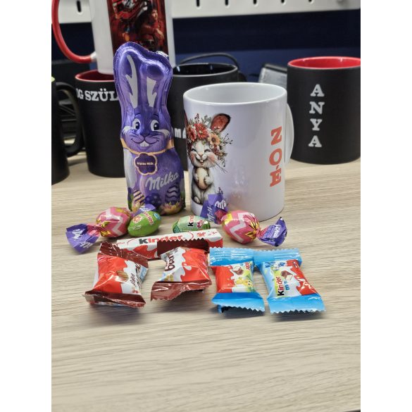Húsvéti lányos bögre ajándékcsomag csokival