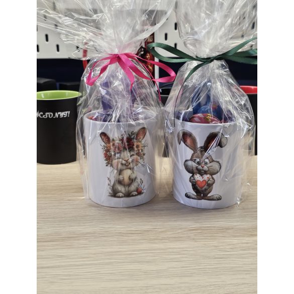Húsvéti lányos bögre ajándékcsomag csokival